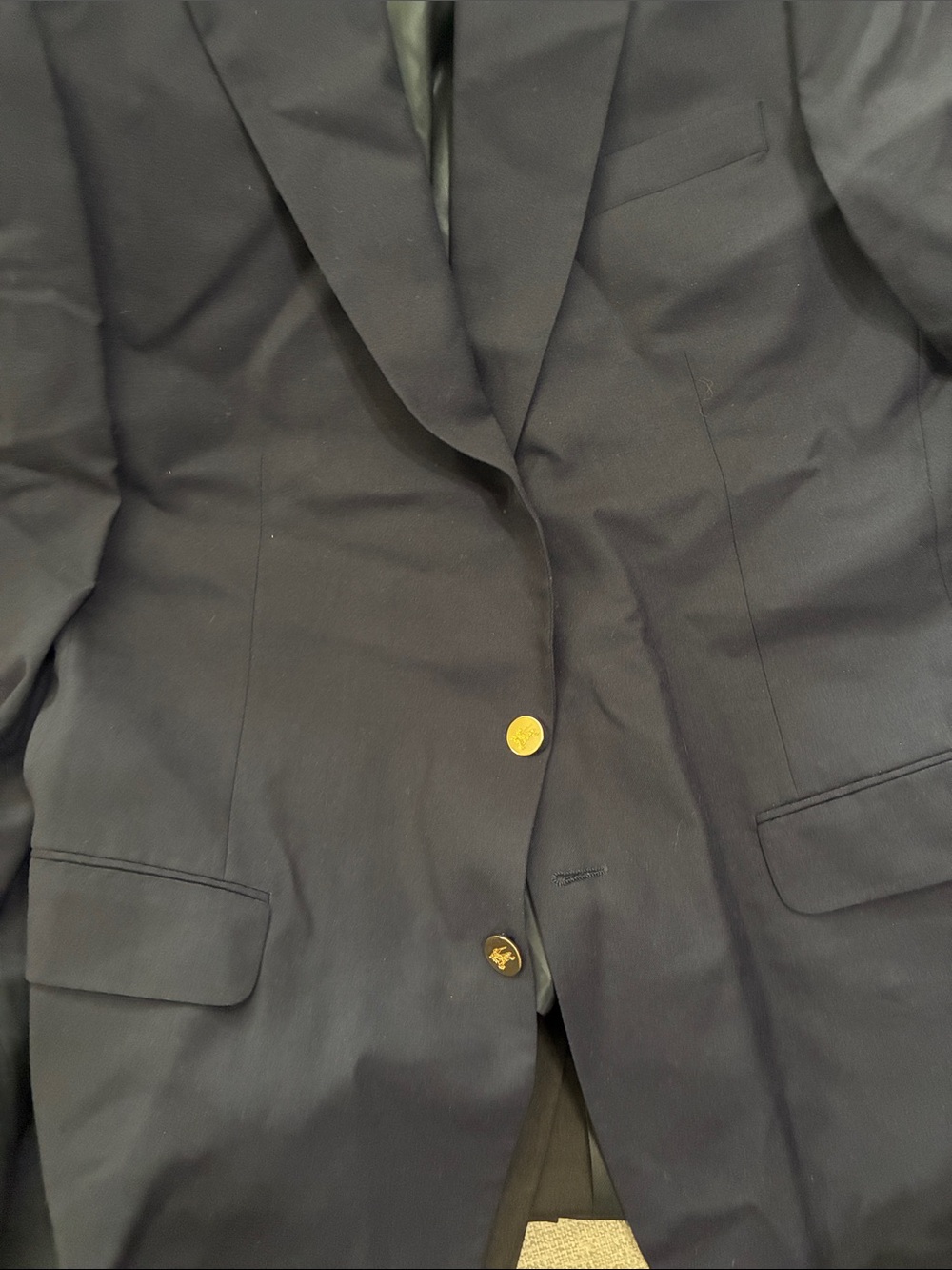 Burberry Navy Tailored Blazer with Subtle Lining Detail